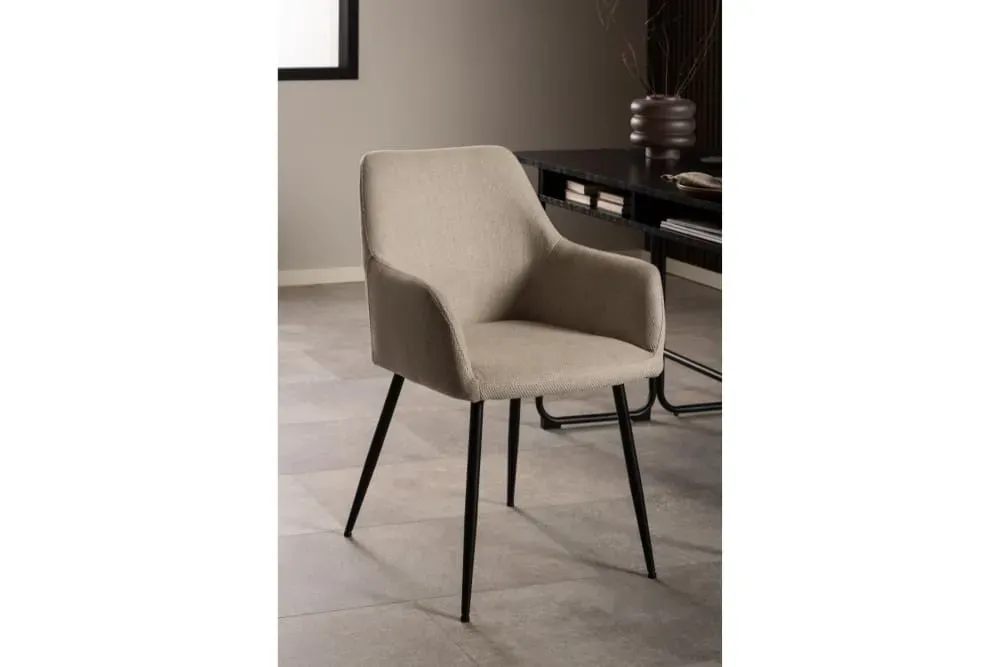 Illustration numéro 3 du produit Lot de 2 chaises de salle à manger à accoudoirs en tissu beige