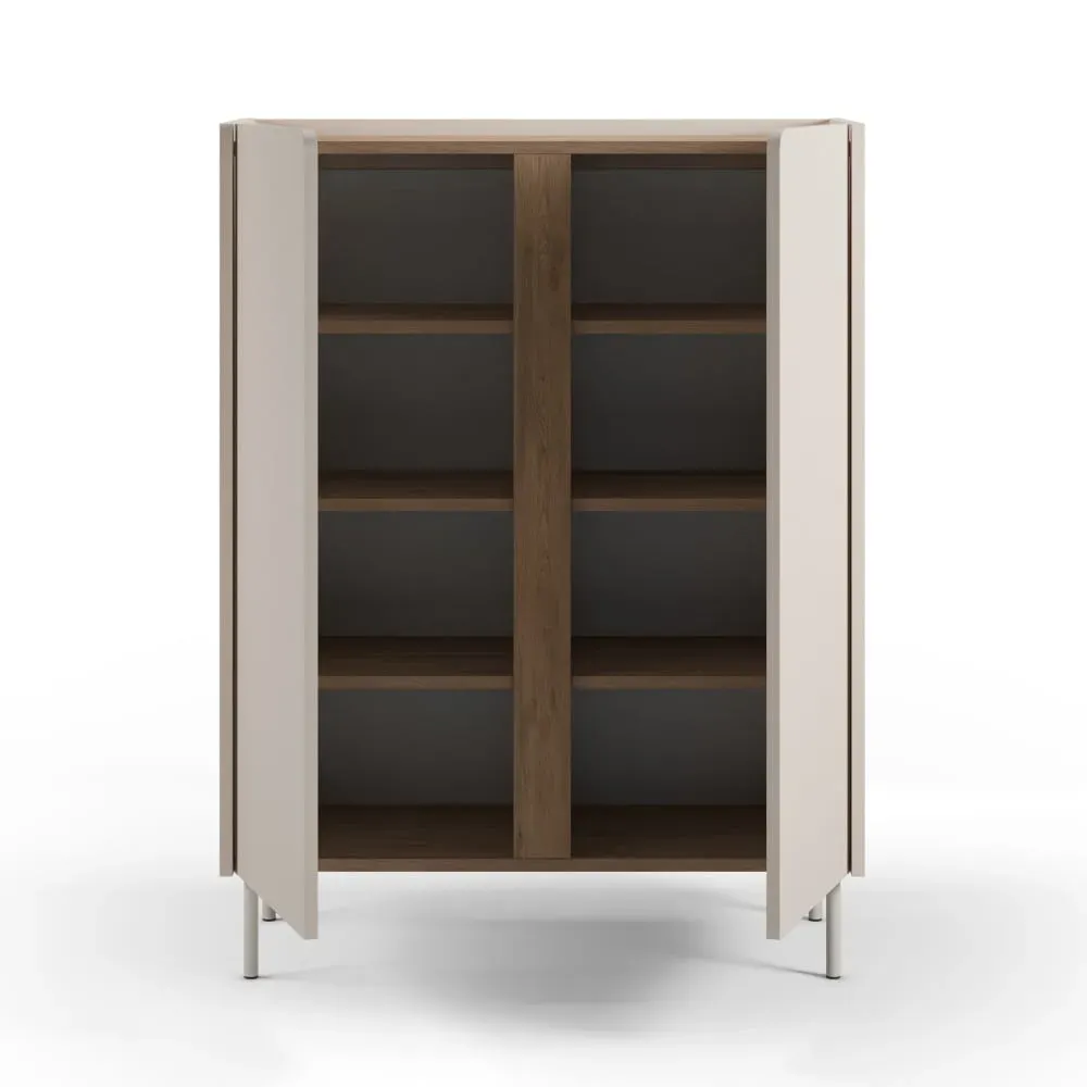 Illustration numéro 3 du produit Buffet 2 portes en bois et métal H120cm - Beige