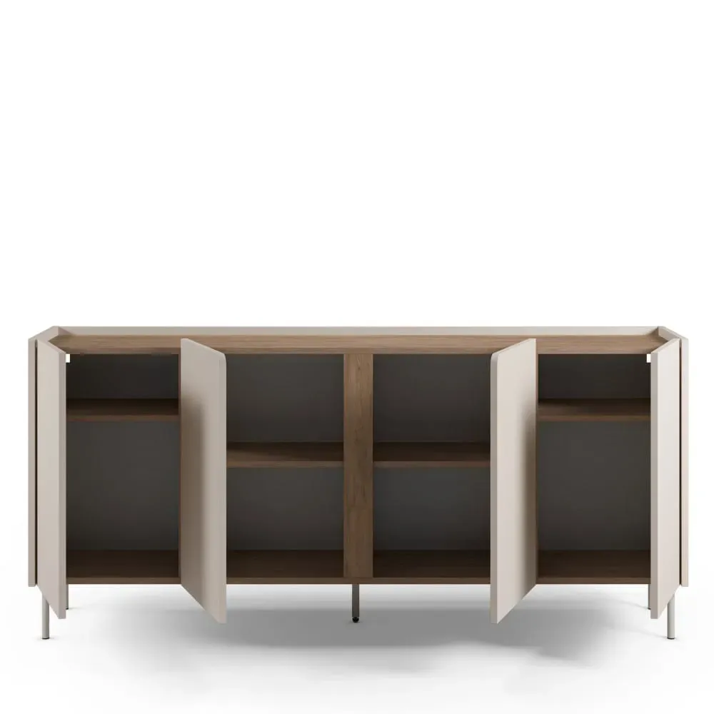 Illustration numéro 3 du produit Buffet 4 portes en bois et métal L180cm - Beige