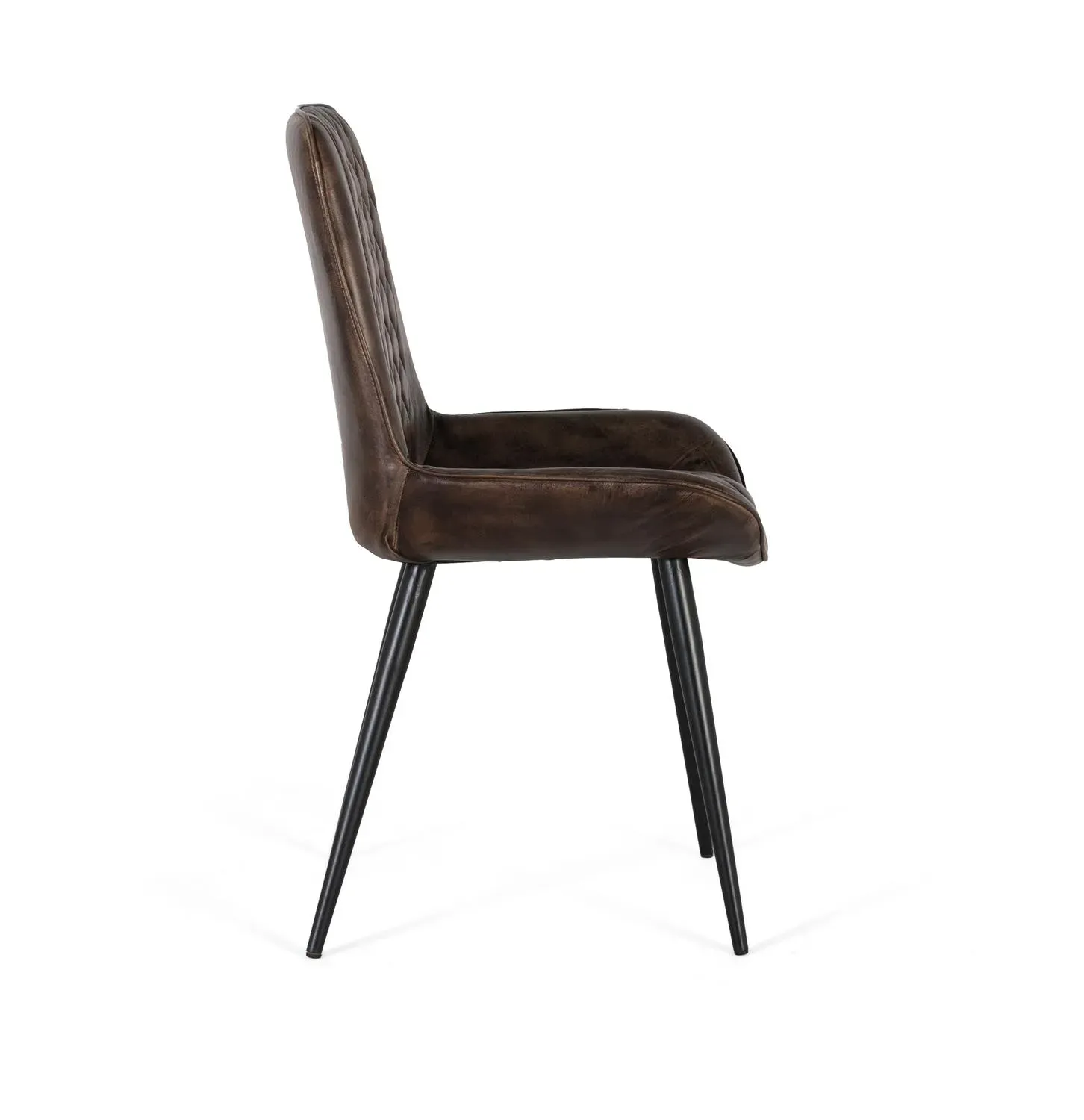 Illustration numéro 3 du produit Chaise rembourrée en cuir gris cendré