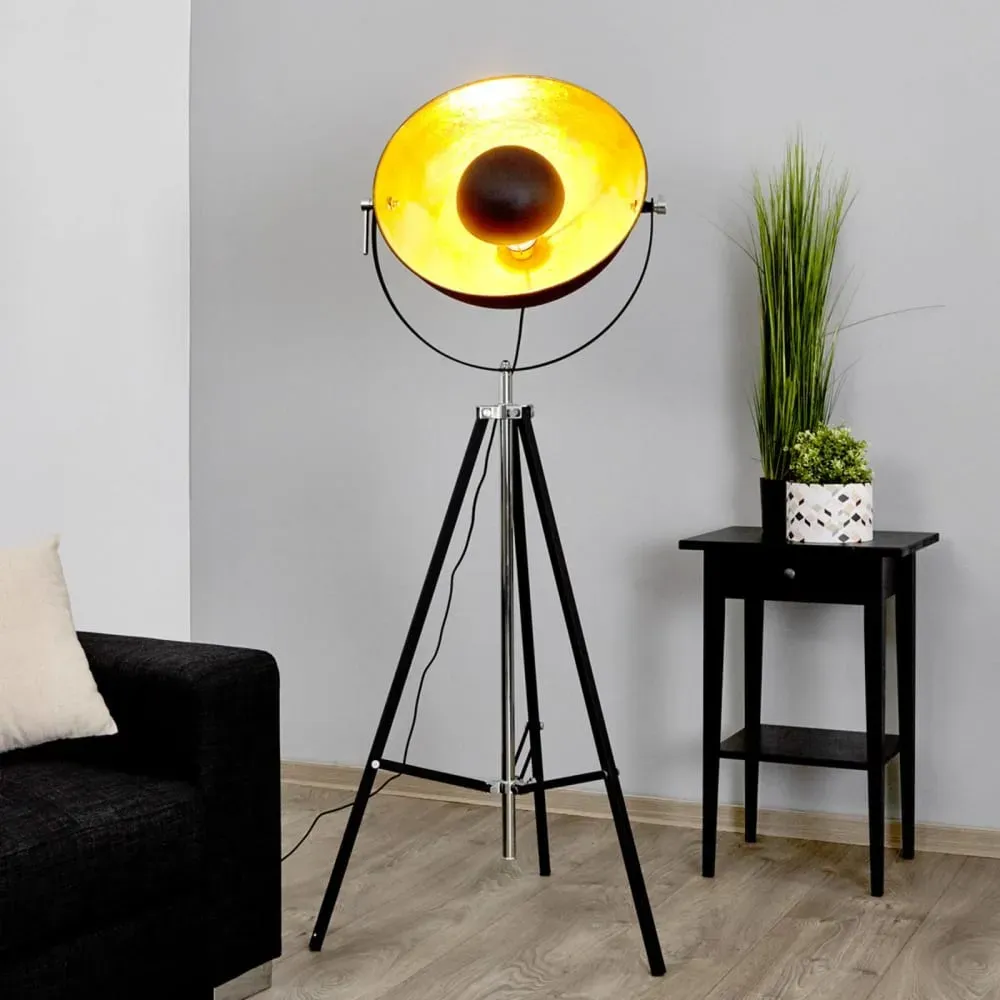 Illustration numéro 3 du produit Lampadaire Trepied en Métal Noir