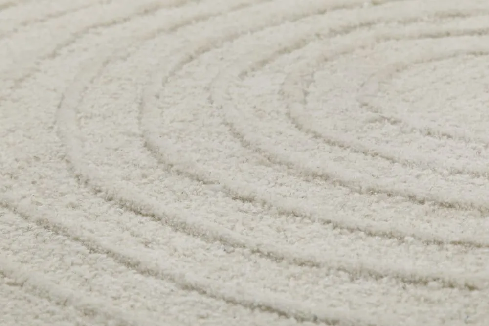 Illustration numéro 3 du produit Tapis rond pure laine tufté main crème 200 cm