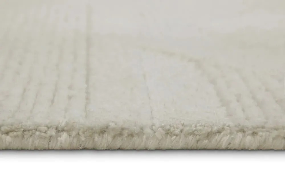 Illustration numéro 3 du produit Tapis rond pure laine tufté main crème 180 cm