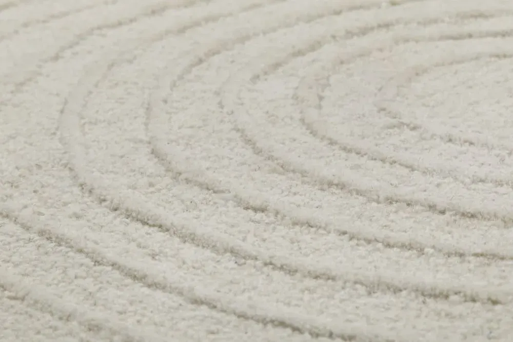 Illustration numéro 3 du produit Tapis rond pure laine tufté main crème 180 cm
