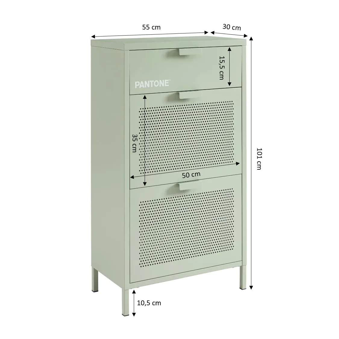 Illustration numéro 3 du produit Meuble à chaussures métal vert amande 55cm