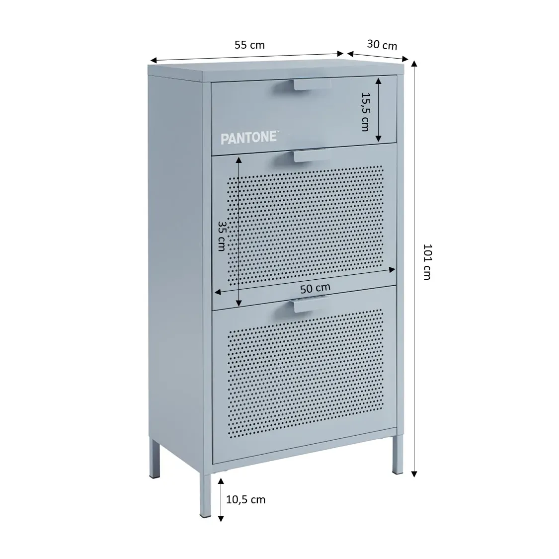 Illustration numéro 3 du produit Meuble à chaussures métal gris bleu 55cm