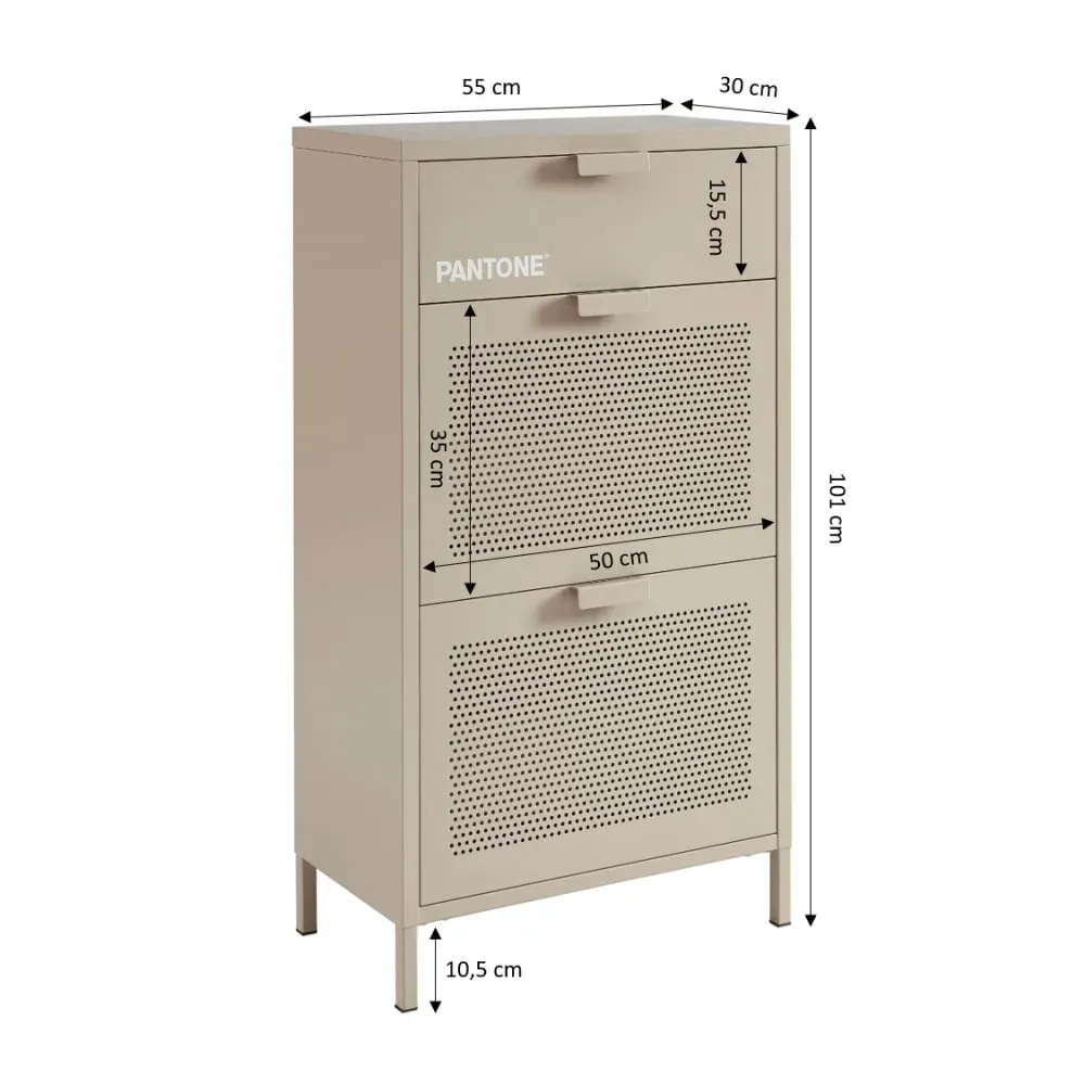 Illustration numéro 3 du produit Meuble à chaussures métal taupe 55cm