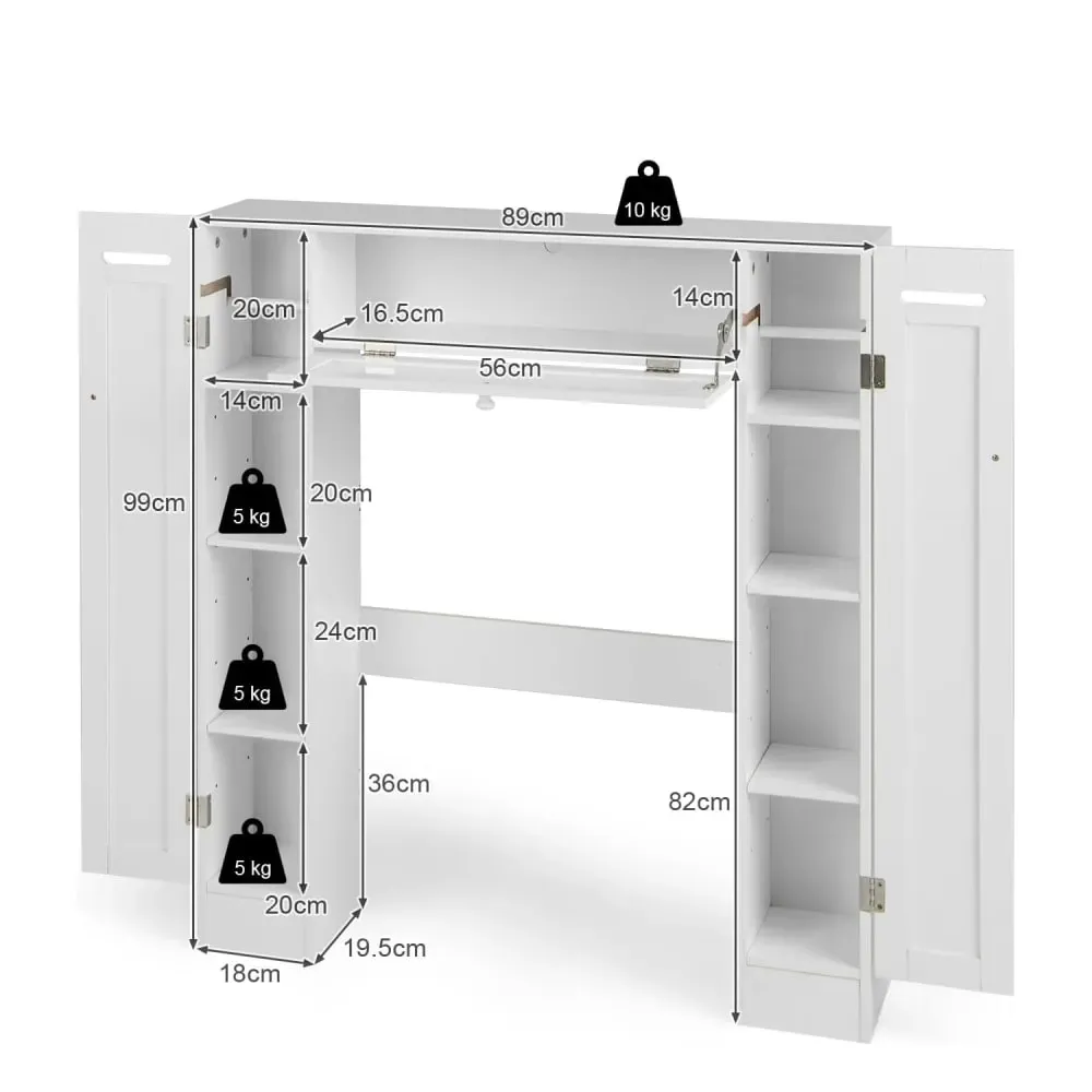 Illustration numéro 3 du produit Etagère Dessus Toilette blanche 87 x 18 x 98 cm