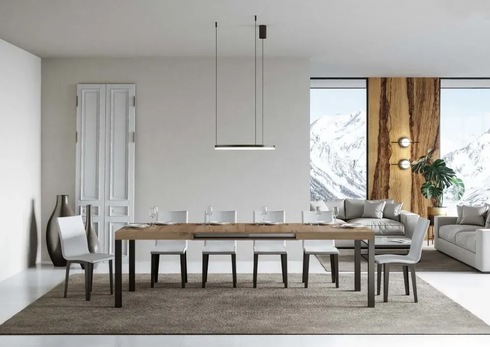 Illustration numéro 3 du produit Table extensible 90x180/440 cm effet bois chêne nature