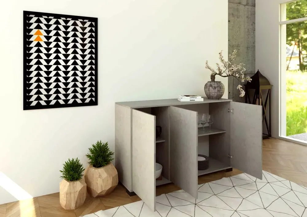 Illustration numéro 3 du produit Buffet bas 3 portes 130x40x83 cm effet bois cachemire