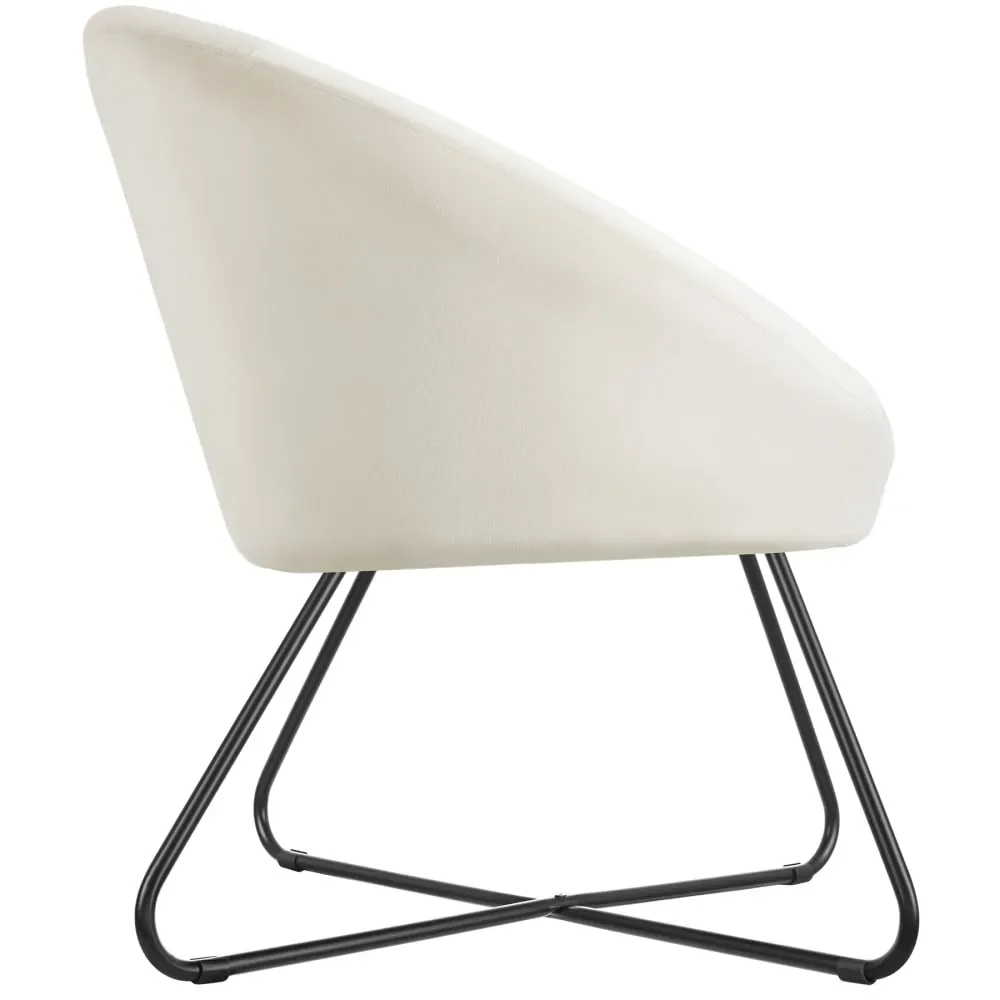 Illustration numéro 3 du produit Fauteuil  rond et rembourré revêtement en velours beige