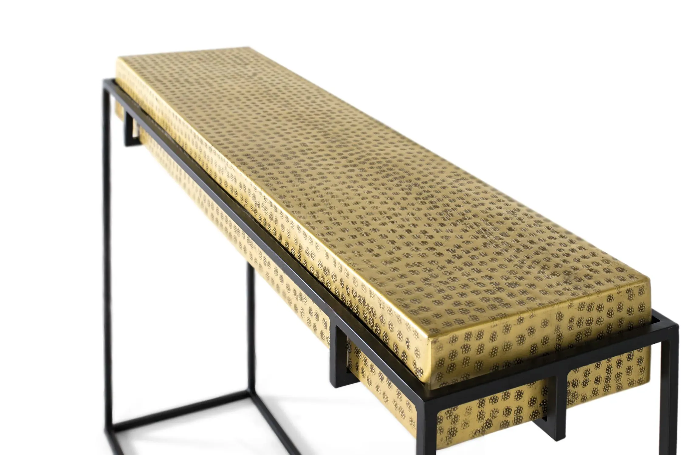 Illustration numéro 3 du produit Console en acier et pieds en fer doré 123cm