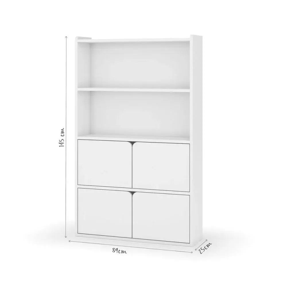 Illustration numéro 3 du produit Bibliothèque étagère 4 portes bois massif blanc