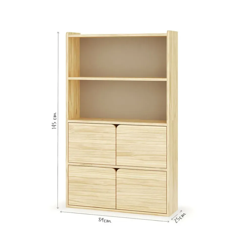 Illustration numéro 3 du produit Bibliothèque étagère 4 portes bois massif