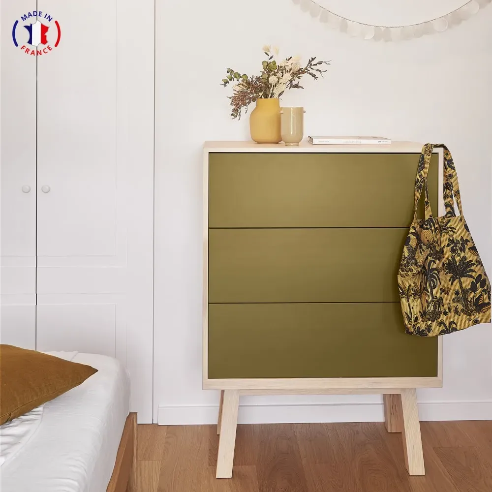 Illustration numéro 3 du produit Commode 3 tiroirs de 90 cm de large, en frêne