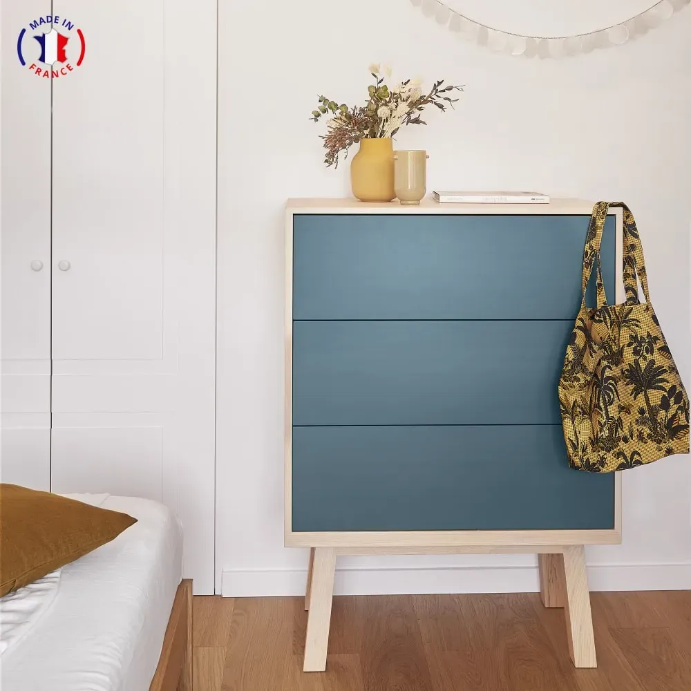 Illustration numéro 3 du produit Commode 3 tiroirs de 90 cm de large, en frêne