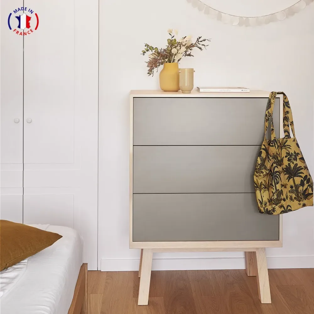 Illustration numéro 3 du produit Commode 3 tiroirs de 90 cm de large, en frêne