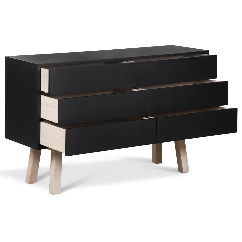 Illustration numéro 3 du produit Commode 6 tiroirs en chêne, 150 cm