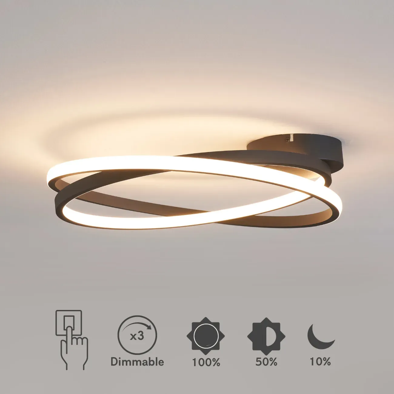 Illustration numéro 3 du produit Plafonnier en aluminium, fer et pvc Noir 50.8 cm