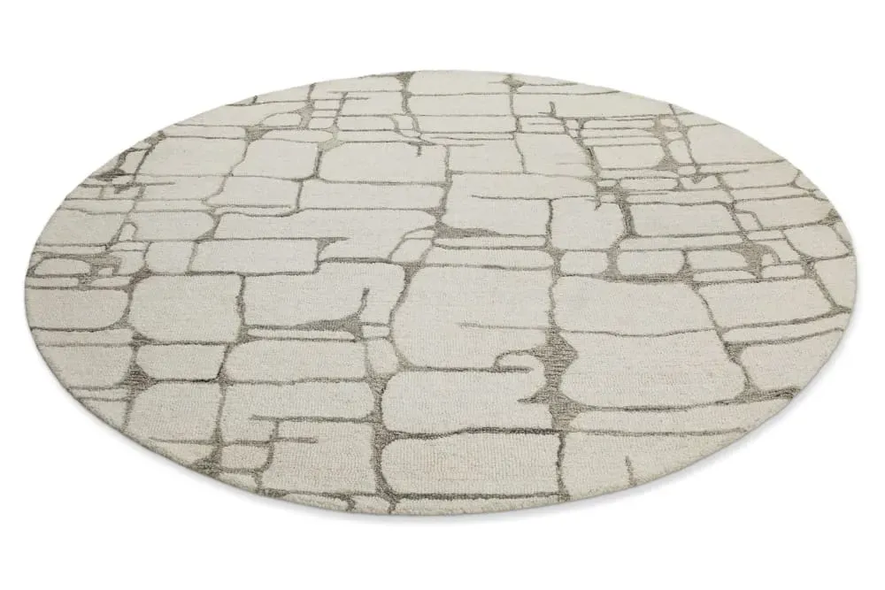 Illustration numéro 3 du produit Tapis rond pure laine tufté main crème 180 cm