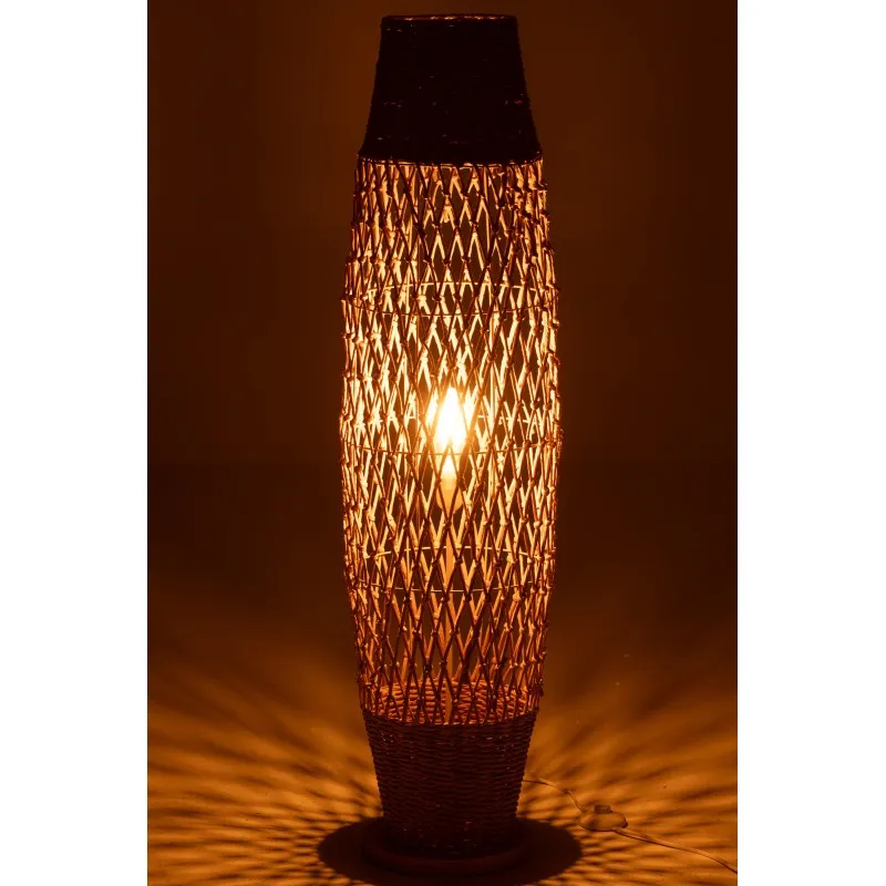 Illustration numéro 3 du produit Lampadaire en métal et bois beige 31x31x119.5 cm