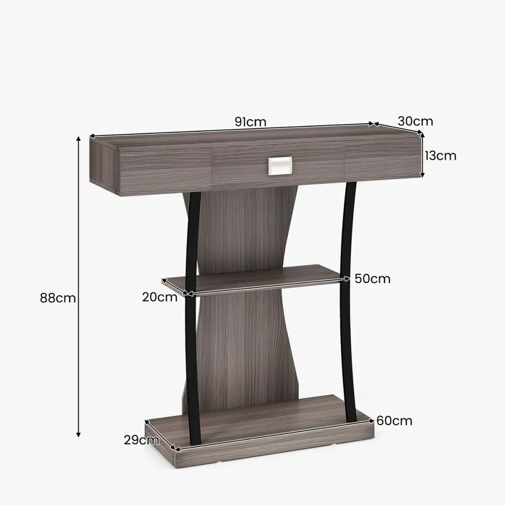 Illustration numéro 3 du produit Table console triple grise 91X30X88 cm