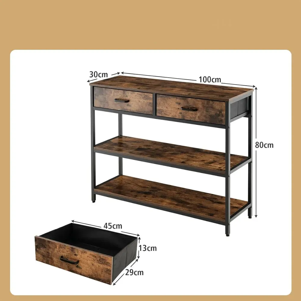 Illustration numéro 3 du produit Table console industrielle pliable métallique 100X30X80cm