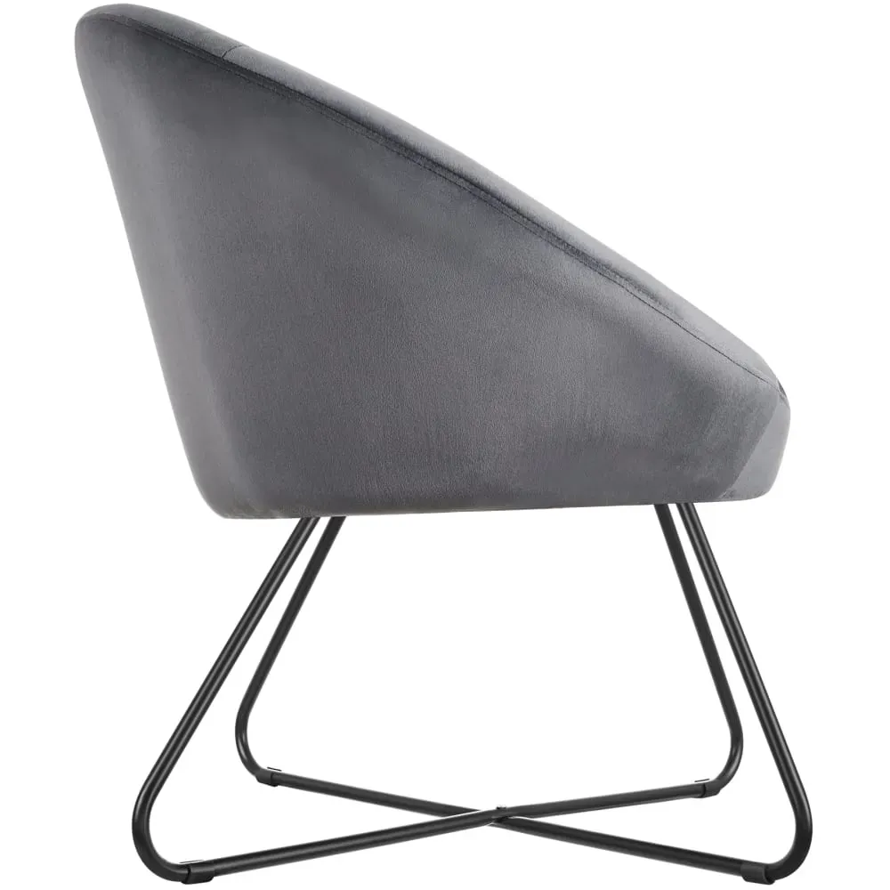 Illustration numéro 3 du produit Fauteuil  rond et rembourré revêtement en velours anthracite