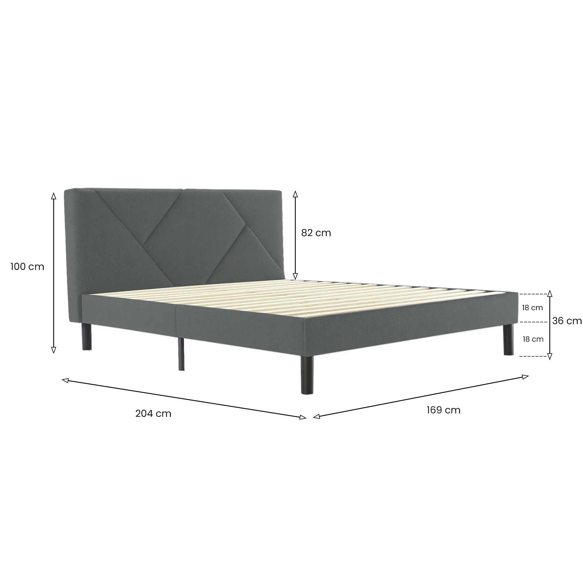Illustration numéro 3 du produit Lit double Caldes Gris