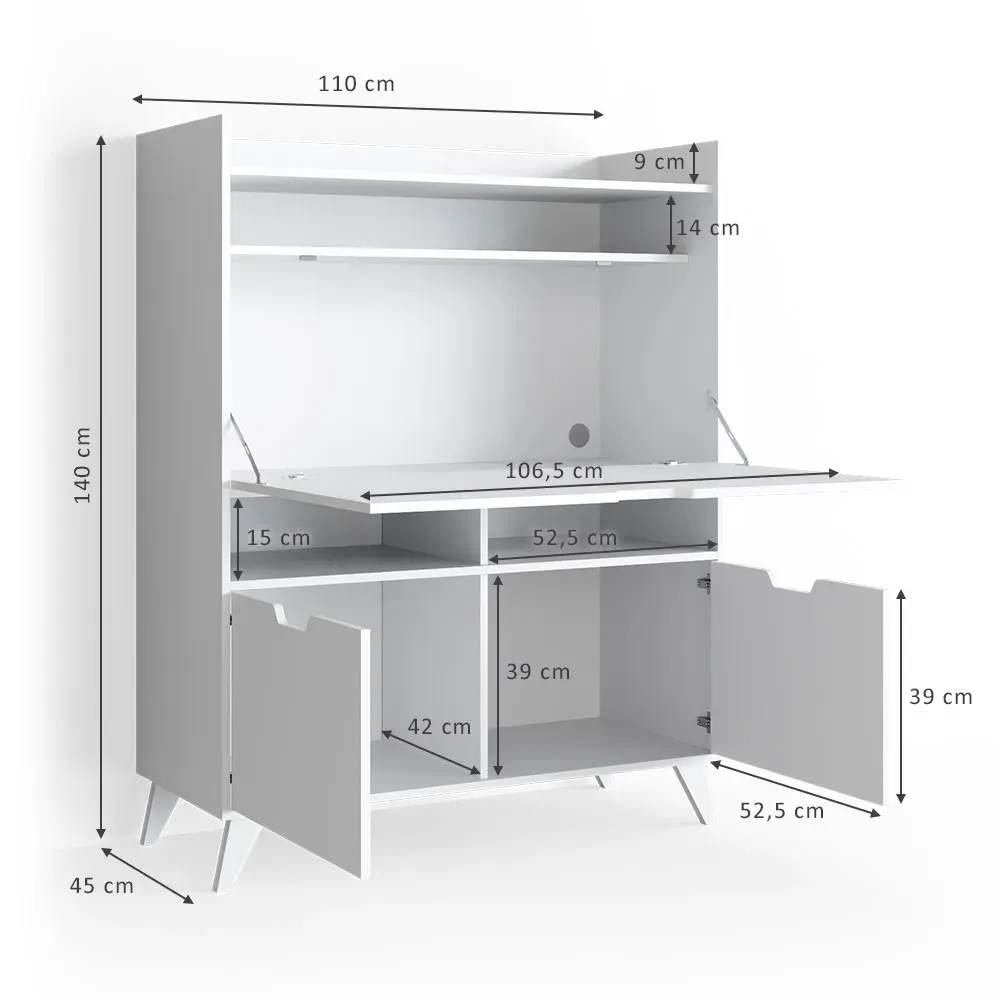 Illustration numéro 3 du produit Secrétaire bureau , Blanc 110 x 140cm