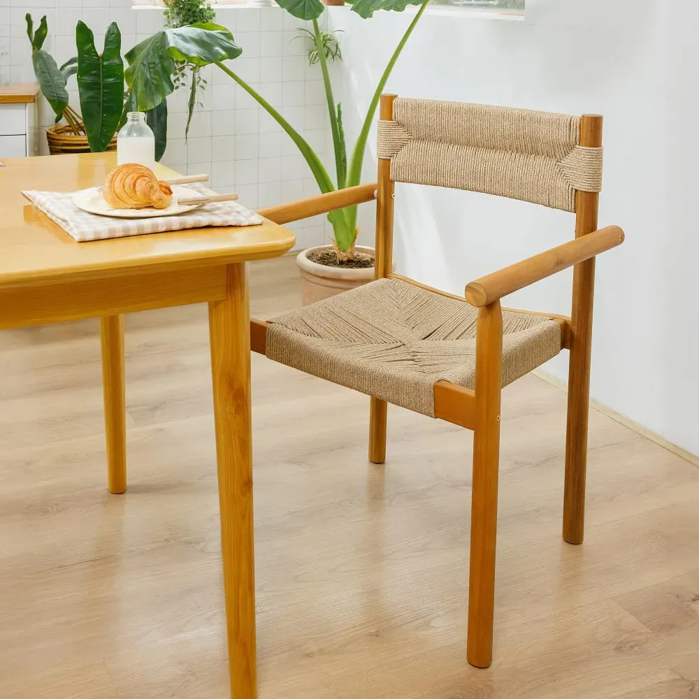 Illustration numéro 3 du produit Lot de 2 Chaises intérieur extérieur en acacia massif et corde