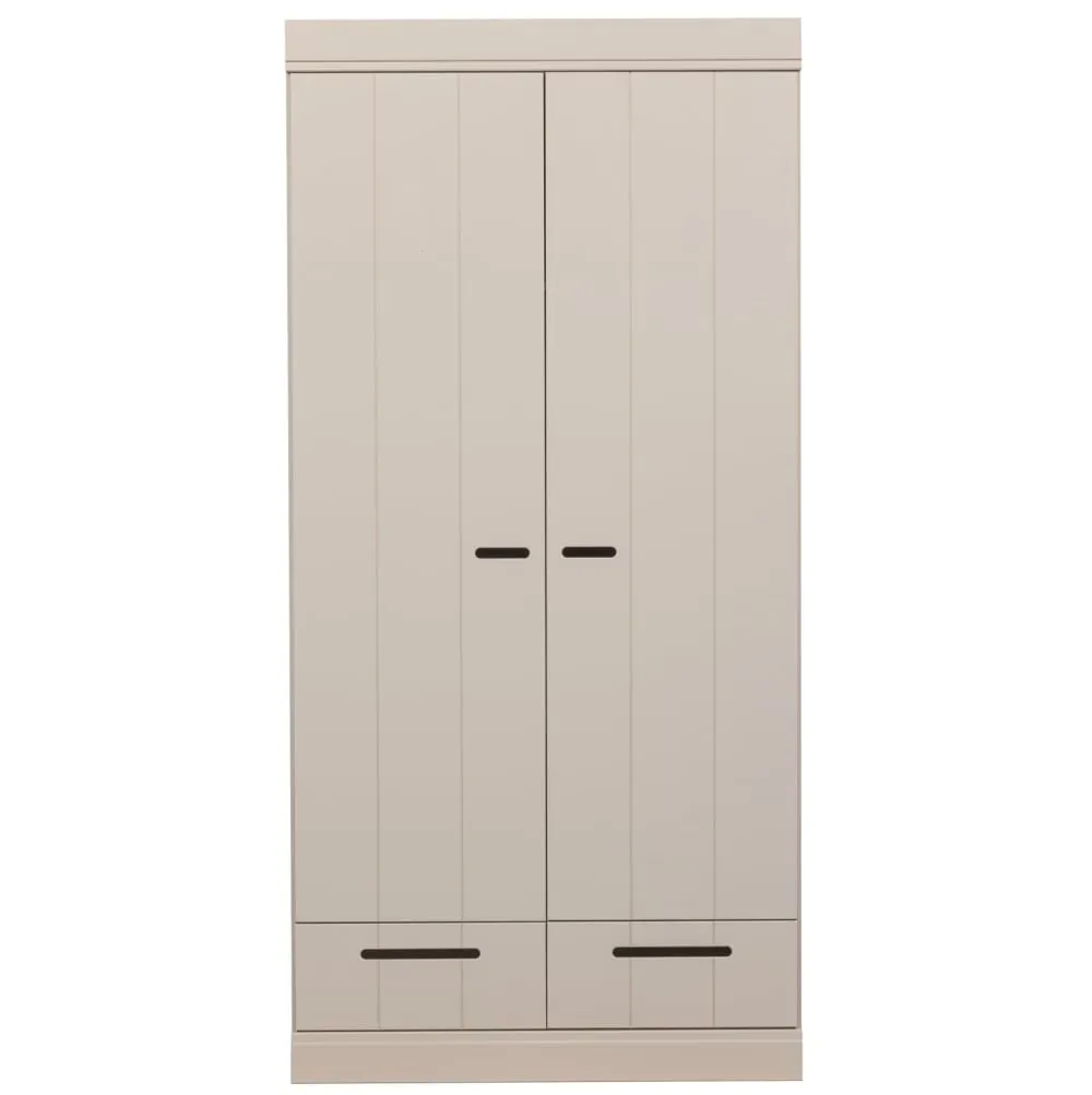 Illustration numéro 3 du produit Armoire en pin 2 portes 2 tiroirs - Gris clair