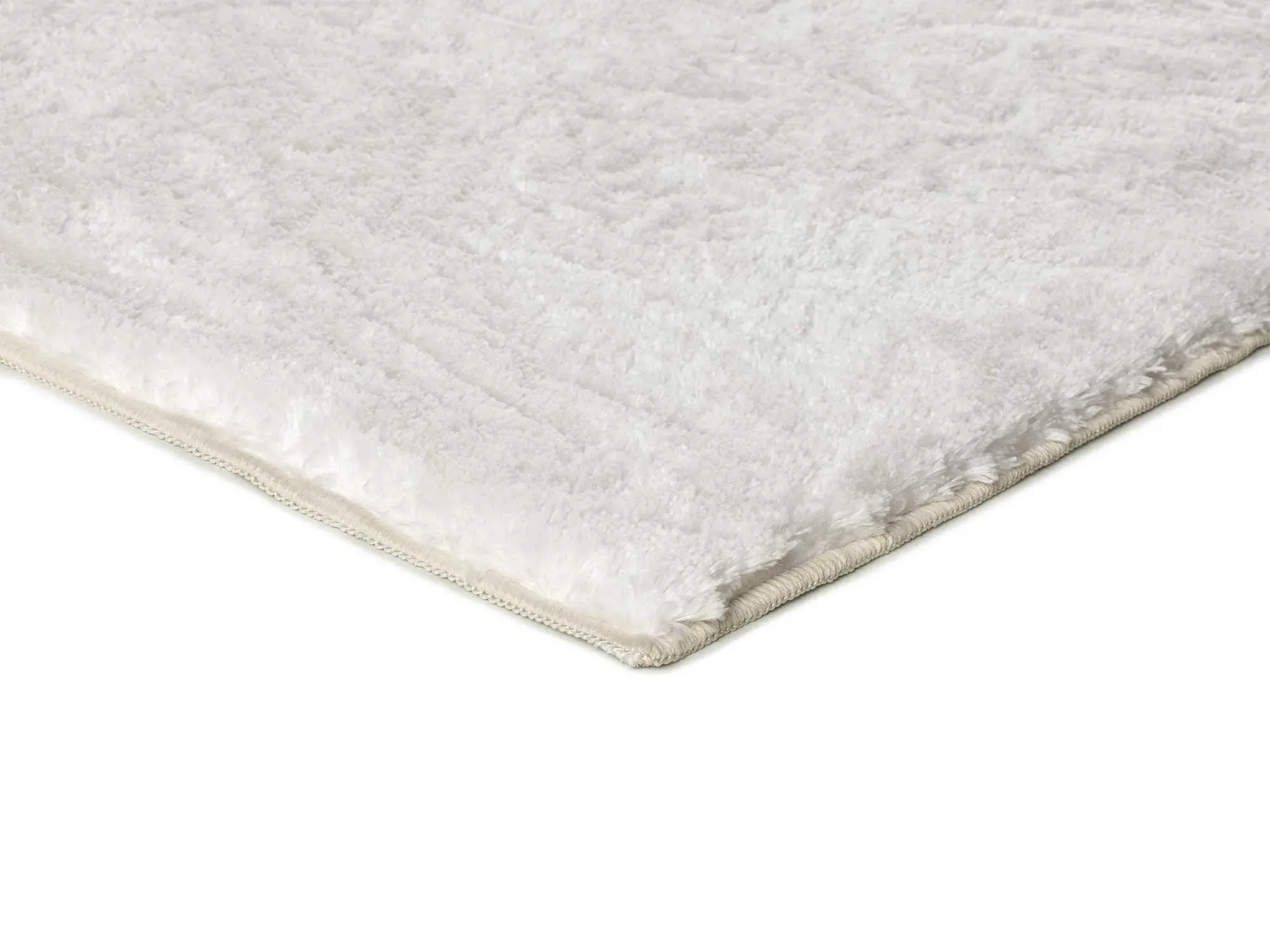 Illustration numéro 3 du produit Tapis descente de lit shaggy blanc antidérapant 60x110 cm