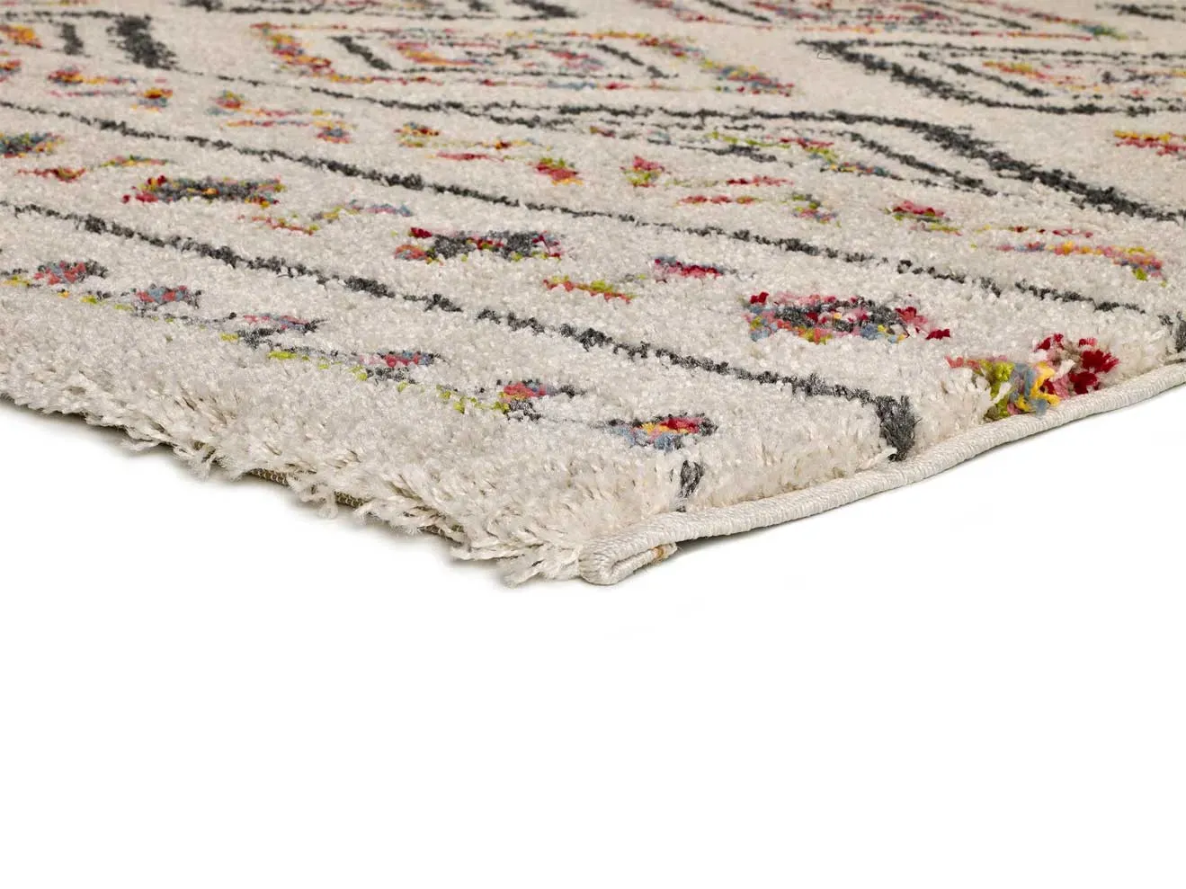 Illustration numéro 3 du produit Tapis shaggy ethnique beige/multicolore 80x150 cm