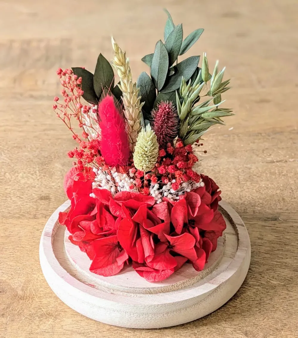 Illustration numéro 3 du produit Cloche de fleurs séchées Amour Rouge