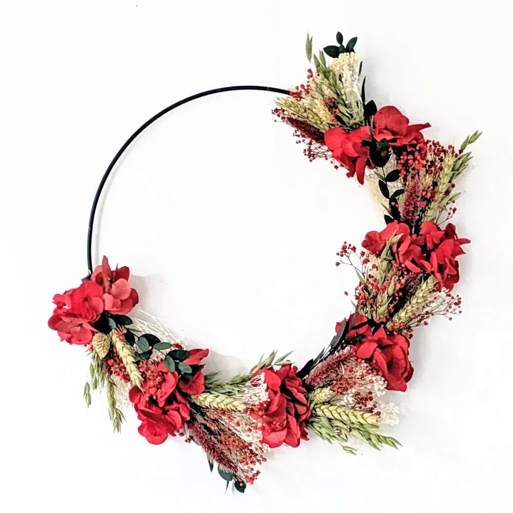 Illustration numéro 3 du produit Couronne murale de fleurs séchées D30 Amour