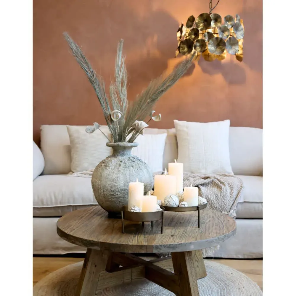 Illustration numéro 3 du produit Table basse antique en bois recyclé marron Ø.90 x Ht.38 cm