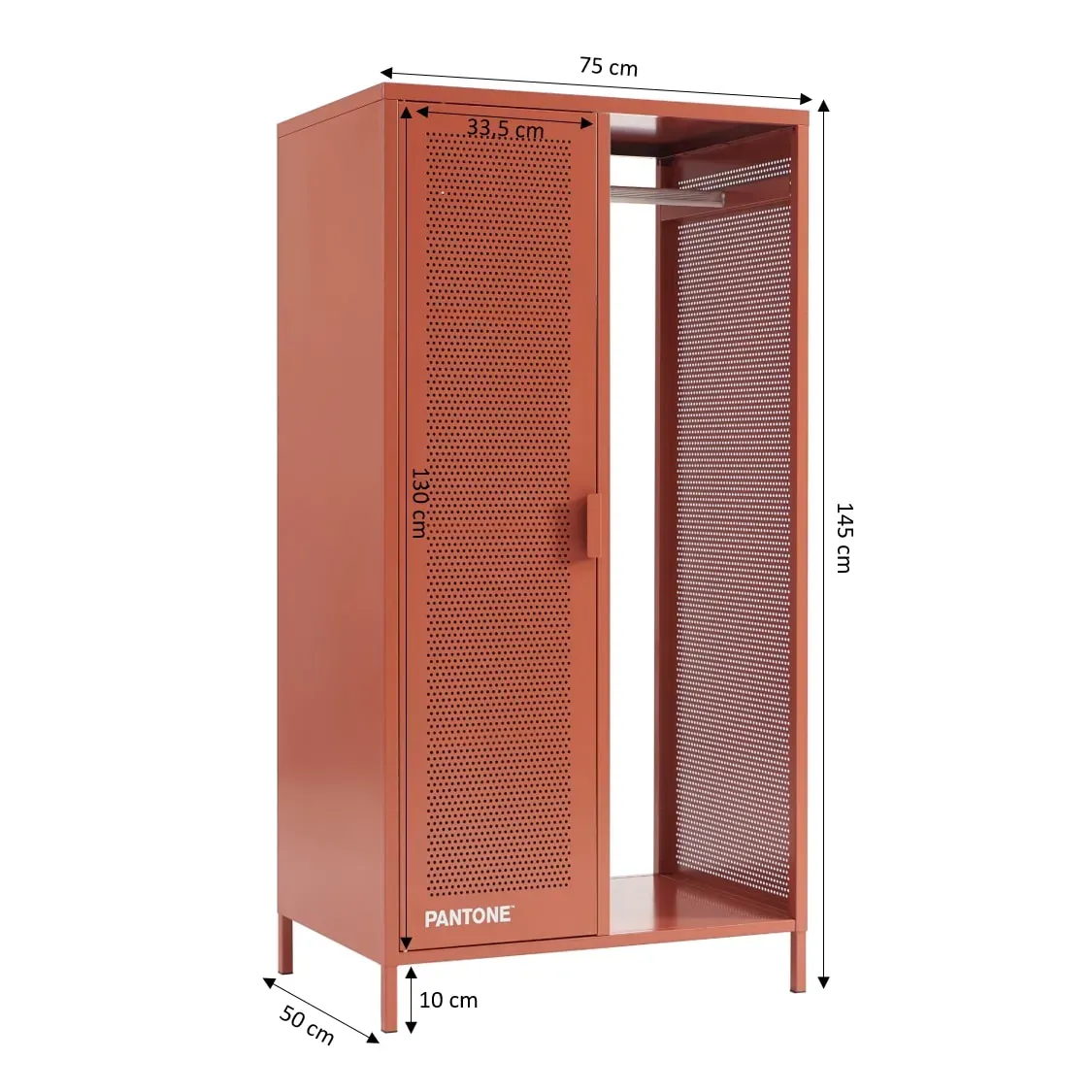 Illustration numéro 3 du produit Vestiaire métal terracotta avec penderie h145cm