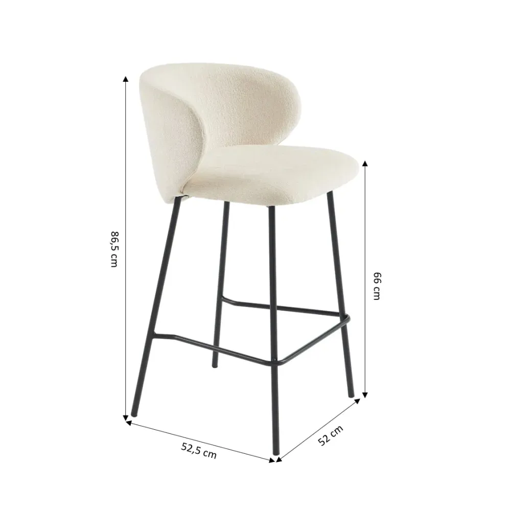 Illustration numéro 3 du produit Lot de 2 tabourets tissu chenille écru et pieds métal noir