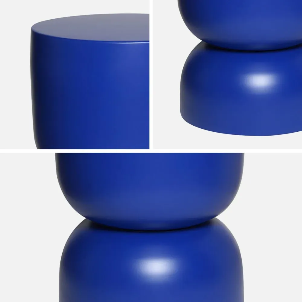 Illustration numéro 3 du produit Table d'appoint en métal, bout de canapé bleu, D32