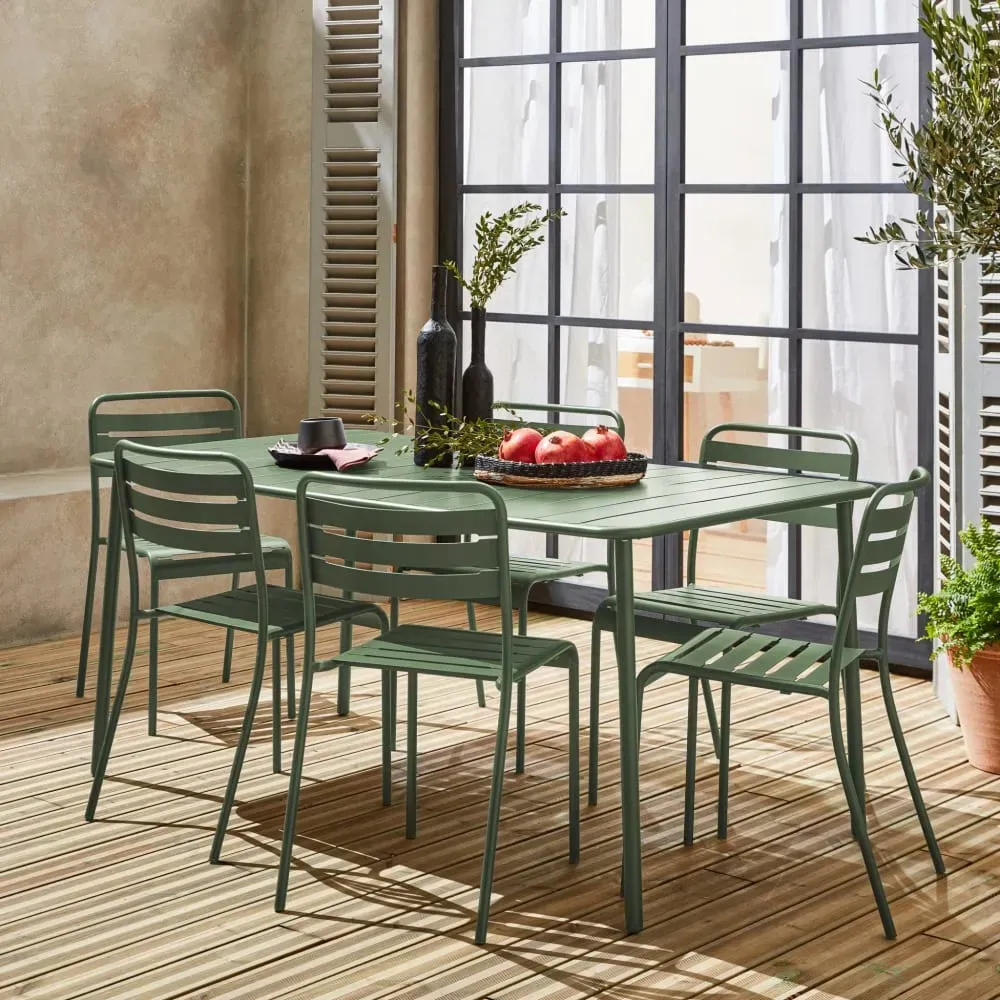 Illustration numéro 3 du produit Table de jardin métal 6 chaises vert