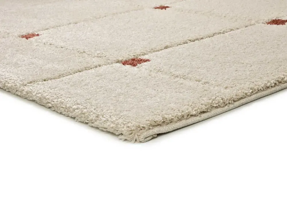 Illustration numéro 3 du produit Tapis descente de lit shaggy blanc/rouille 60x120 cm