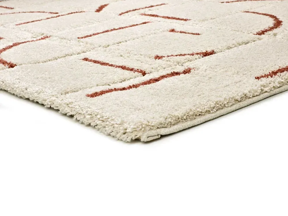 Illustration numéro 3 du produit Tapis à relief a póils longs beige/rouille 80x150 cm