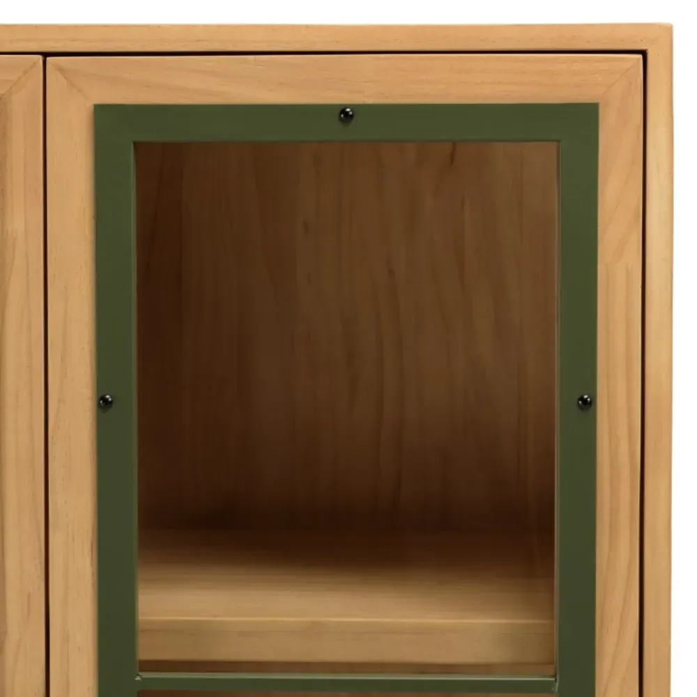 Illustration numéro 3 du produit Vaisselier 2 portes vitrées encadrement vert pin