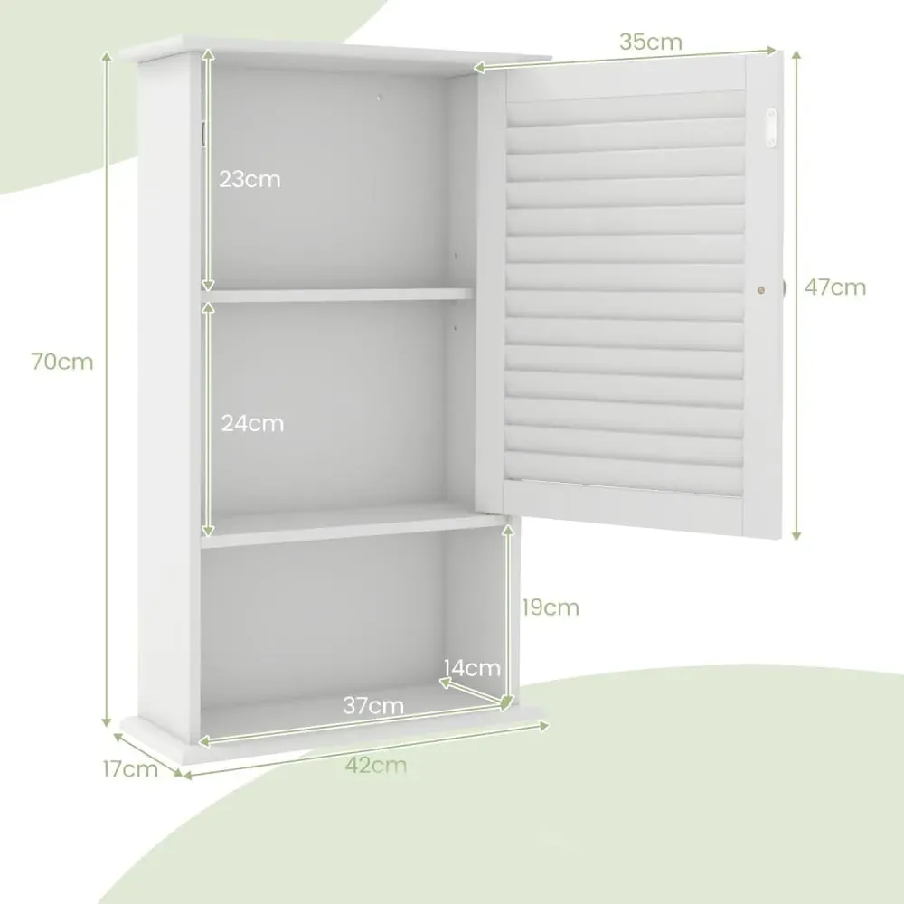Illustration numéro 3 du produit Armoire murale de salle de bain blanche 42x17x70 cm