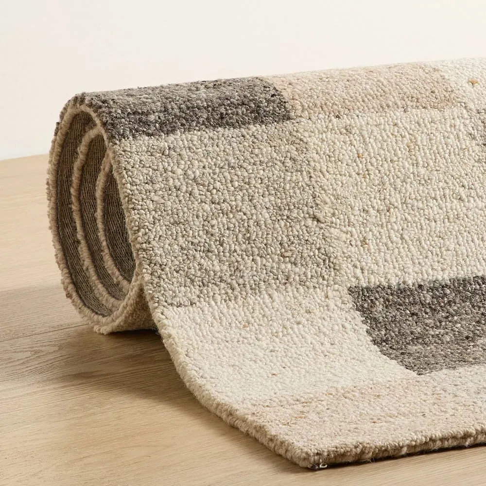 Illustration numéro 3 du produit Tapis de salon tufté main - beige multicolore 70x140 cm