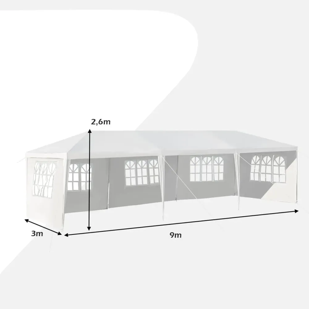 Illustration numéro 3 du produit Tonnelle avec piquets et cordes en tissu 3x9m