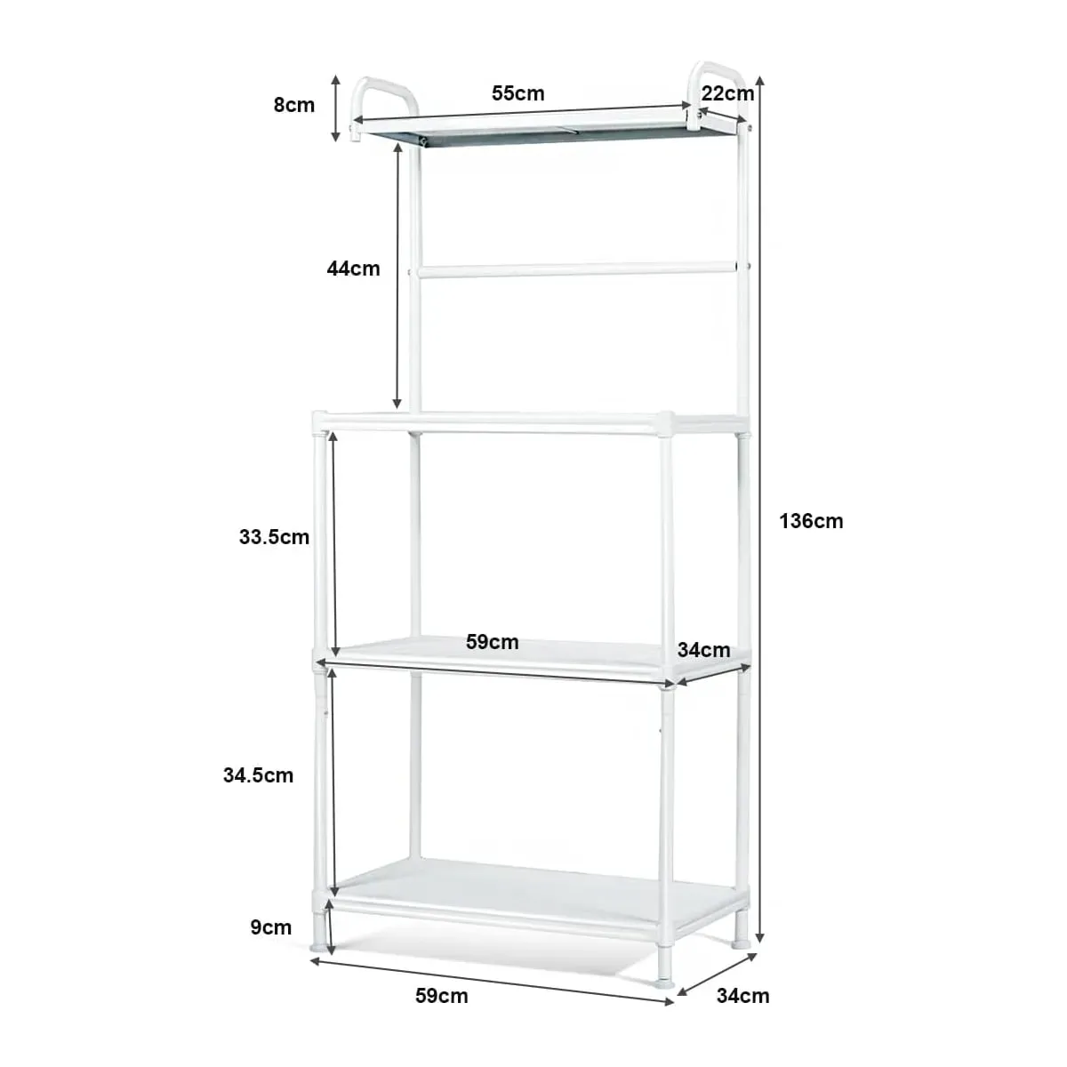 Illustration numéro 3 du produit Etagère de cuisine blanche avec pieds en métal
