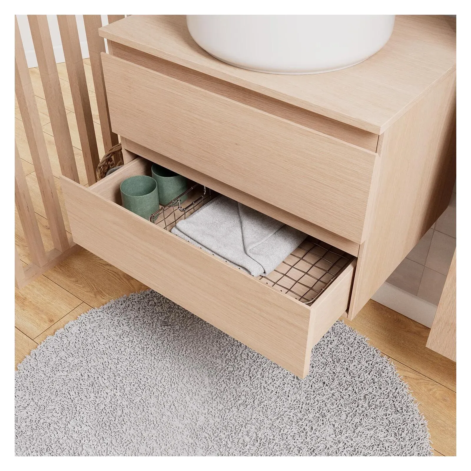 Illustration numéro 3 du produit Ensemble meuble simple vasque  60 cm + vasque + robinet