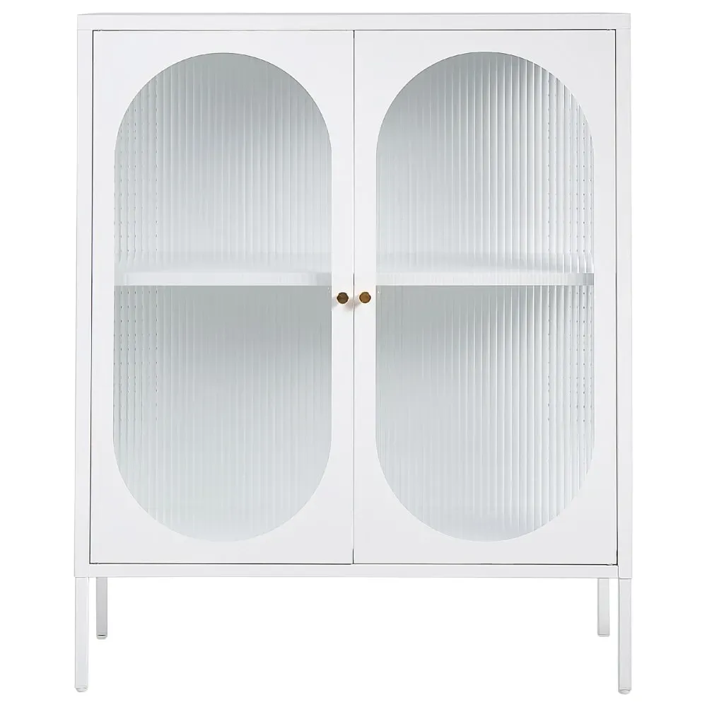 Illustration numéro 3 du produit Armoire vitrine métal 90 cm 35 cm blanc